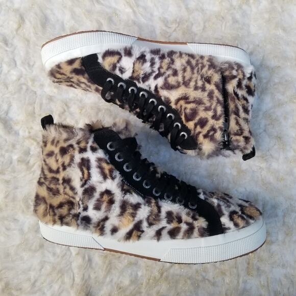 Faux Fur Fuzzy HighTops Size 10 Cheetah Animal Leopard Superga x Jocelyn EUC - Picture 12 of 14